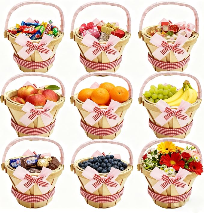 10 Pcs Mini Wooden Apple Baskets Bulk 4 x 5.1 Inch Bushel Baskets - Image 3