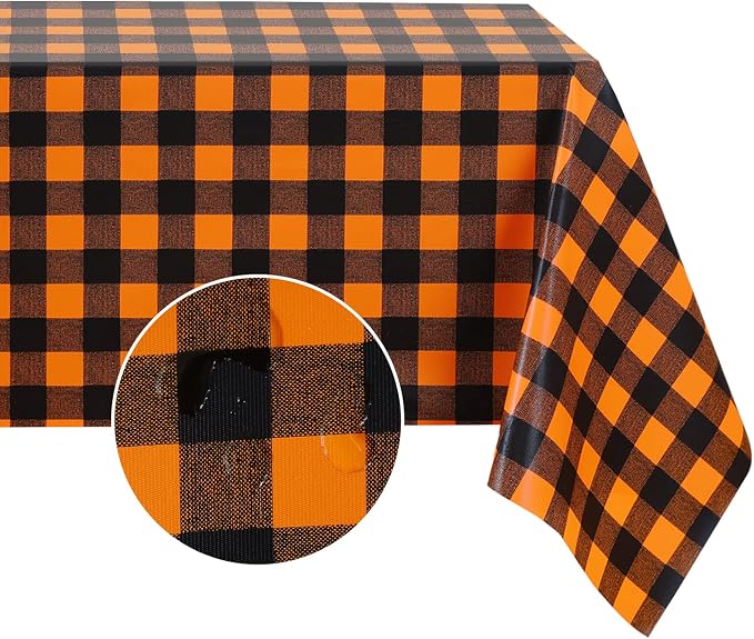 Romanstile Rectangle Vinyl Tablecloth, 100% Waterproof Buffalo Gingham Plastic by Romanstile
