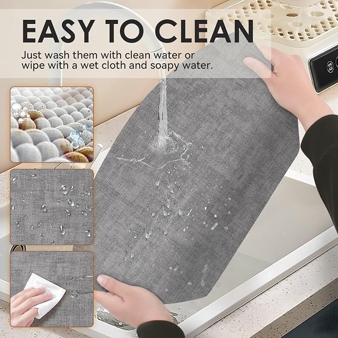 Round Table Placemats Set of 4, Faux Leather Wedge Shape Place Mats Heat - Image 4