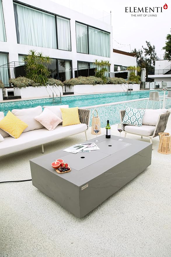 Elementi+ | Meteora Gas Fire Pit Cast Concrete 56" Rectangular Fire Table - Image 3