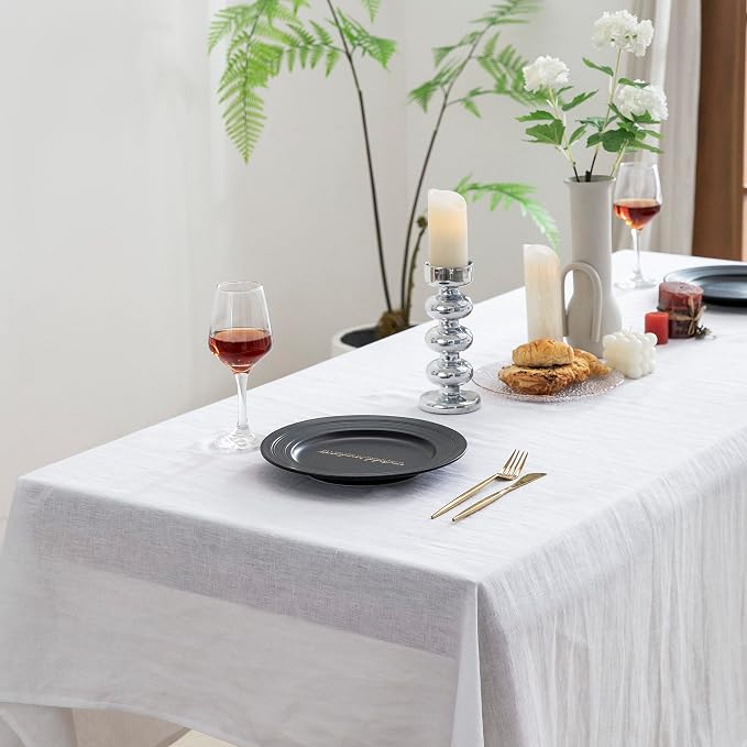 EVERLY 100% Pure Linen Rectangle Tablecloths 60x132Inches - Image 3