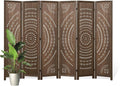 66.9Inch Folding Room Divider, 6 Panels Wood Carved Privacy Screens Free by Svimi