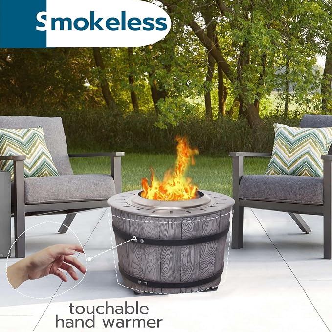 Afterglow Smokeless Fire Pit, 20.5" Round Wood Burning Stainless Steel Top and - Image 3