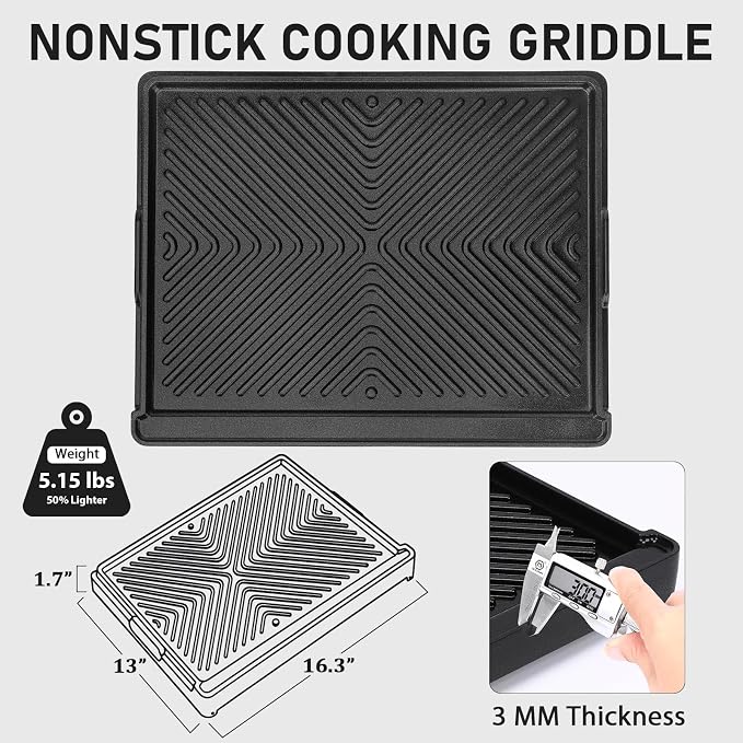 Utheer Nonstick Reversible Aluminum Ceramic Griddle 16.3" x 13", 50% Lighter - Image 2