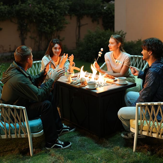 BALI OUTDOORS 42 inch Propane Fire Pit Patio Outdoor Fire Pit Table Large Black - Image 6