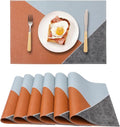 Faux Leather Placemats Set of 6 Waterproof, Reversible Geometric Pattern PU by Unknown