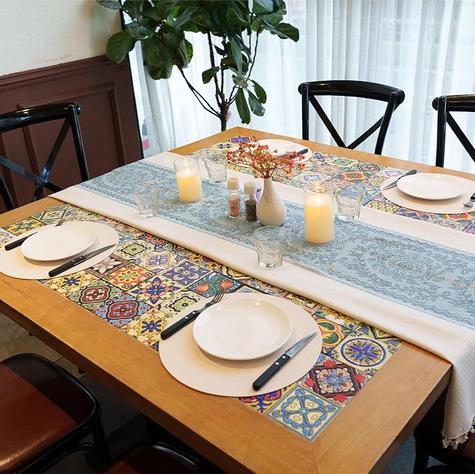 Round Faux Leather Placemats Set of 4 – 13 Inch Vinyl Table Mats, Heat Resistant - Image 2