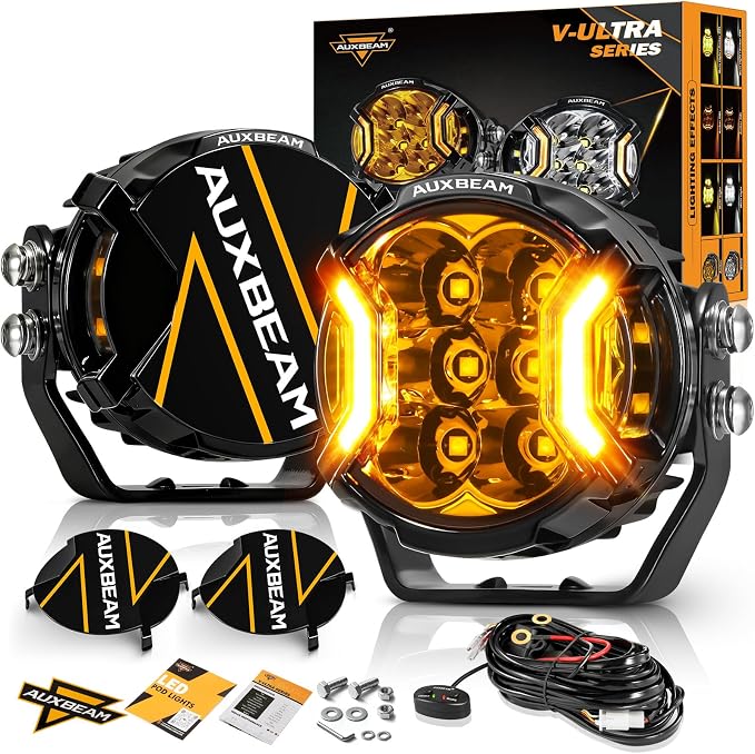 Auxbeam V-Ultra Series 3 Inch 108W LED Round Pods, 3 Modes Offroad Driving Side by Auxbeam