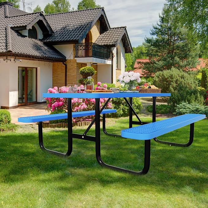 6FT Rectangular Metal Picnic Table - Image 2
