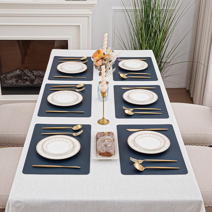 SHACOS Placemats Set of 6 Faux Leather Waterproof Leakproof Wipeable PU - Image 9