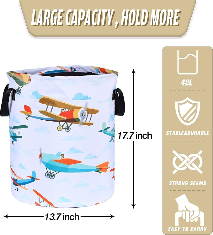 Funny Plane Laundry Basket Foldable Oxford Cloth Tote Bag Laundry Hamper - Image 2