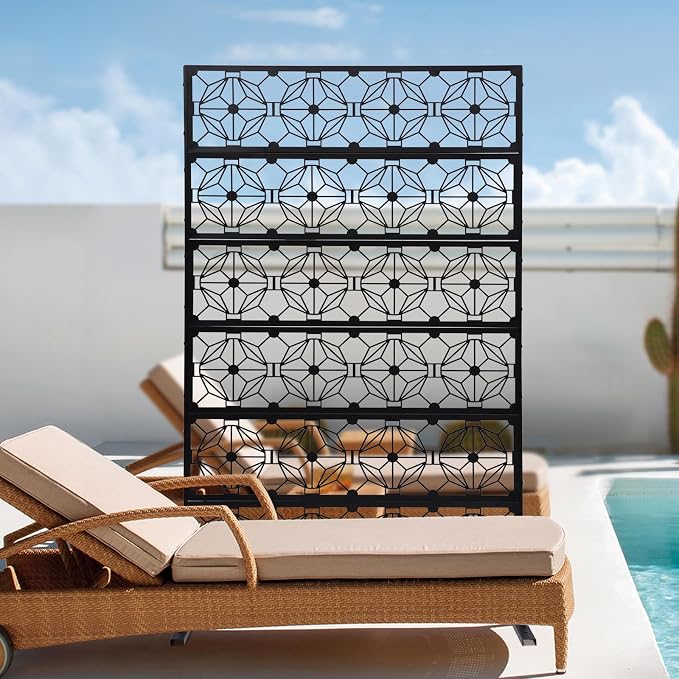 Metal Outdoor Divider 71x40'' Privacy Screens 6 Panels Privacy Fence - Image 2