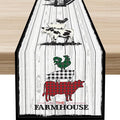 Farmhouse Pig Cow Table Runner, Rustic Black Rooster Animals Coffee Table by Unknown