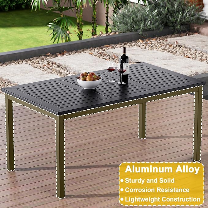 ZZV Outdoor Dining Table for 6-Person Rectangle Indoor Outdoor Table - Image 5
