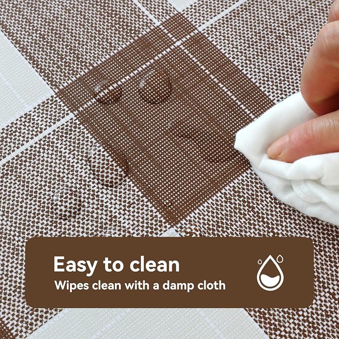 Romanstile Square Plastic Tablecloth, 100% Waterproof Oil-Proof Checkered PVC - Image 3