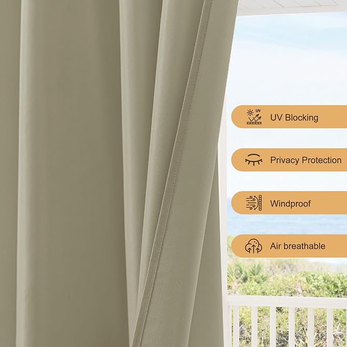 HolidayIdeas Waterproof Patio Outdoor Curtains - Image 4