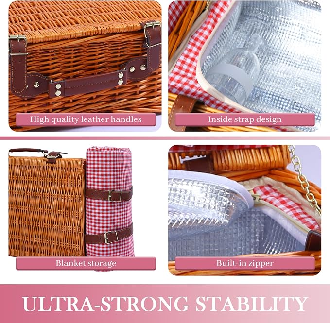 Neti Neti Wicker Picnic Basket for 4 - Image 5
