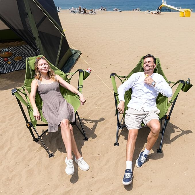 Folding Hammock Camping Chair in Green, Steel Frame, 300 lb Capacity