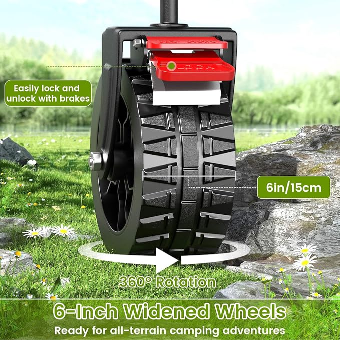 Collapsible Wagon Cart with Wider Wheels, 330lbs Heavy Duty Foldable Beach - Image 5