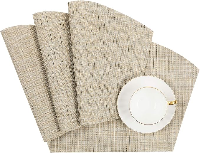 SHACOS Small Round Table Placemats Wedge Placemat Set of 4 Non Slip Heat - Image 6