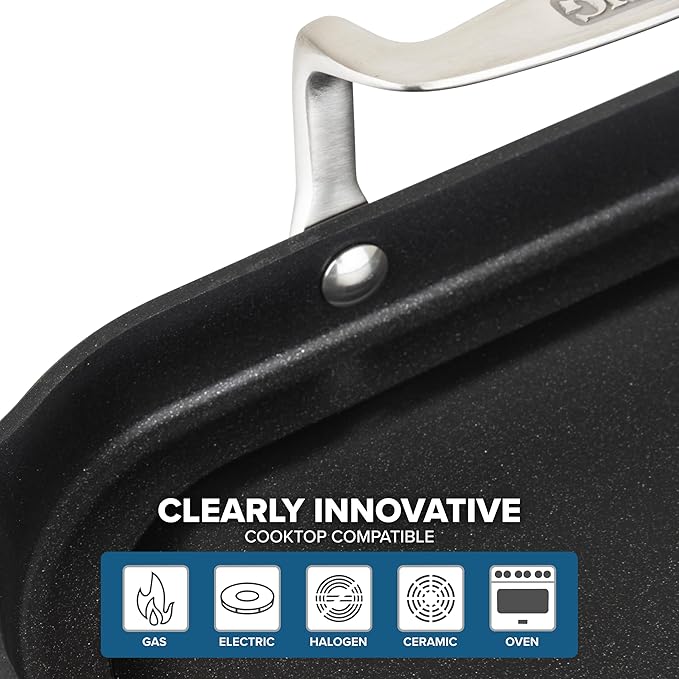 Griddle 19 x 11 Inch Double Burner Flat Top, Nonstick Hard Anodized