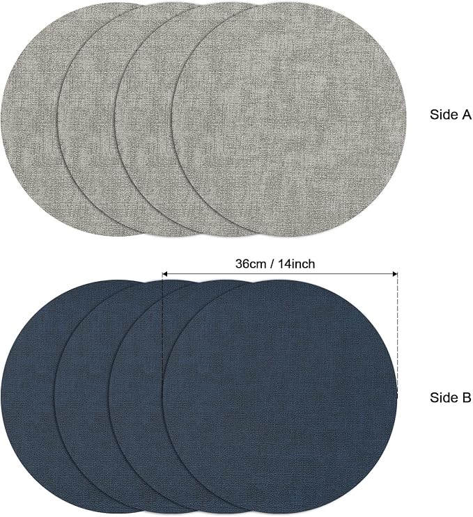 Myir JUN Round Placemats Dual Sided, Faux Leather Place Mats Set of 4 Indoor - Image 6