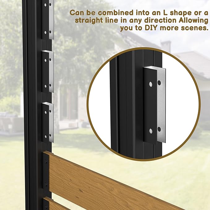 MUPATER 49'' H×78'' W Outdoor Fence Privacy Screen, No Dig Wooden Privacy Screen - Image 3