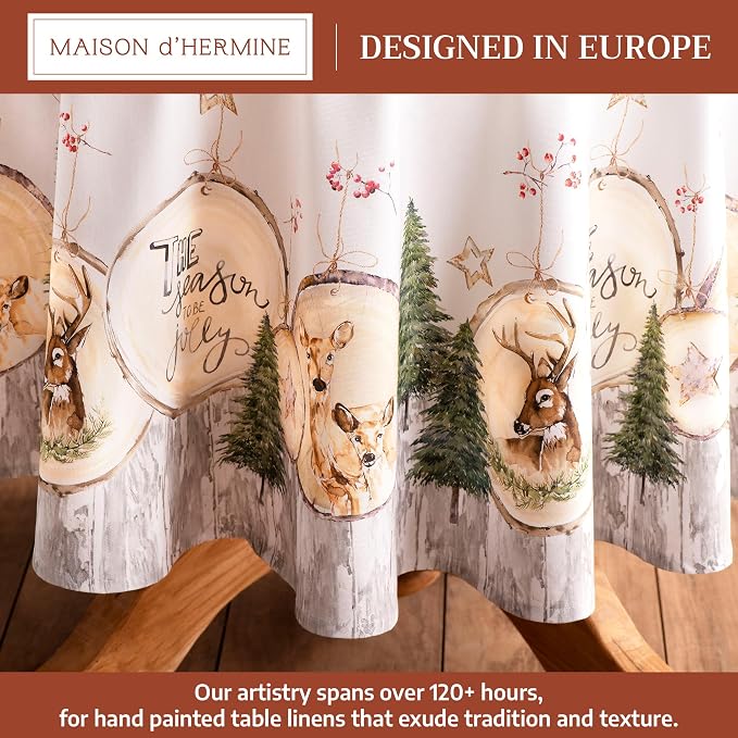 Maison d' Hermine Table Cloth Round Table 100% Cotton 69 Inches Fall Tablecloth - Image 2