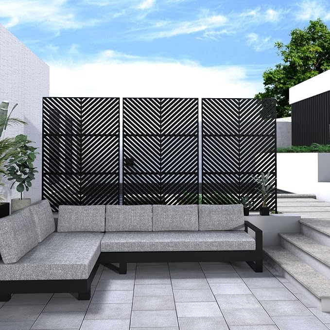Metal Privacy Screen Outdoor 72" H×47" W, Freestanding Decorative Privacy Screen - Image 5