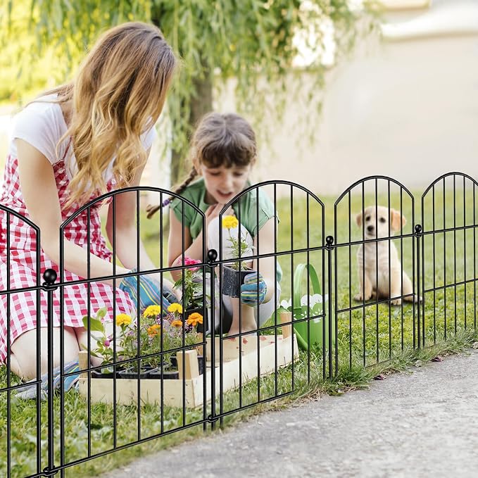 Metal Garden Fence 17in x 10ft, 10 Panels + 11 Stakes Dog Fence Border Fence - Image 5