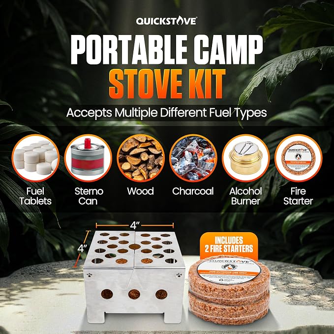 Portable Stove Kit with Camping Pot & 2 Fire Starters, Lightweight Stainless - Image 4