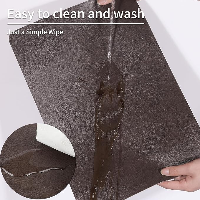 Cowhide Pattern Faux Leather Placemats Set of 4, Heat Resistant Non-Slip - Image 4