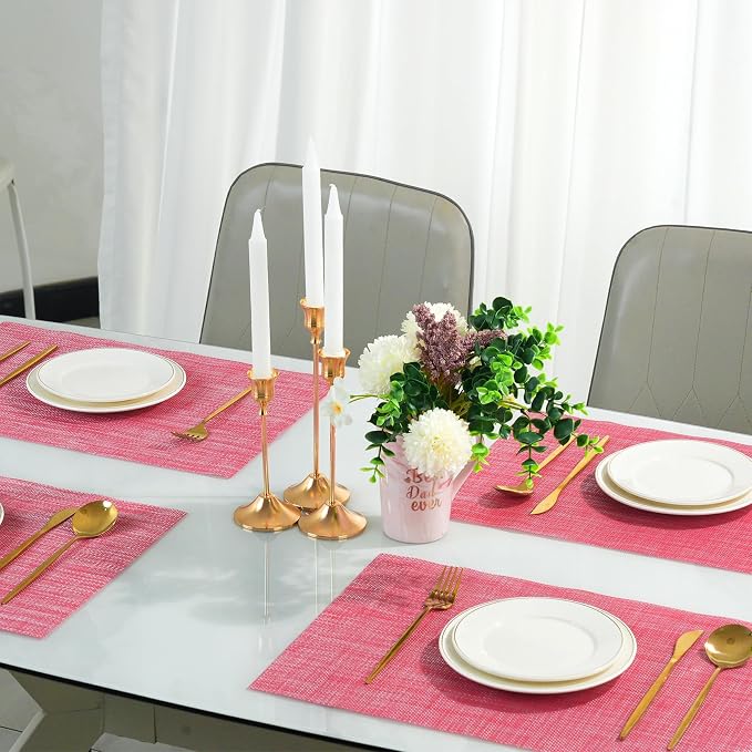 Placemats Set of 6，Christmas Decoration Non-Slip PVC Weave Table Mats Easy to - Image 5