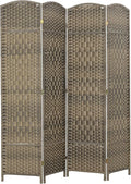 HOMCOM 4 Panel Room Divider, Hand-Woven Freestanding Wall Partition by HOMCOM