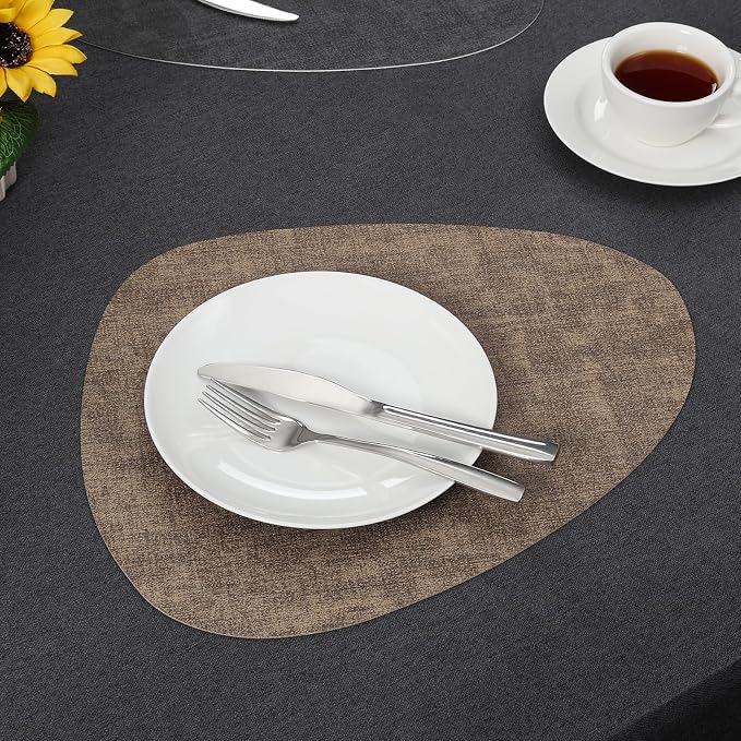 Placemats and Coasters, Washable Reversible Placemats Round Faux Leather - Image 8