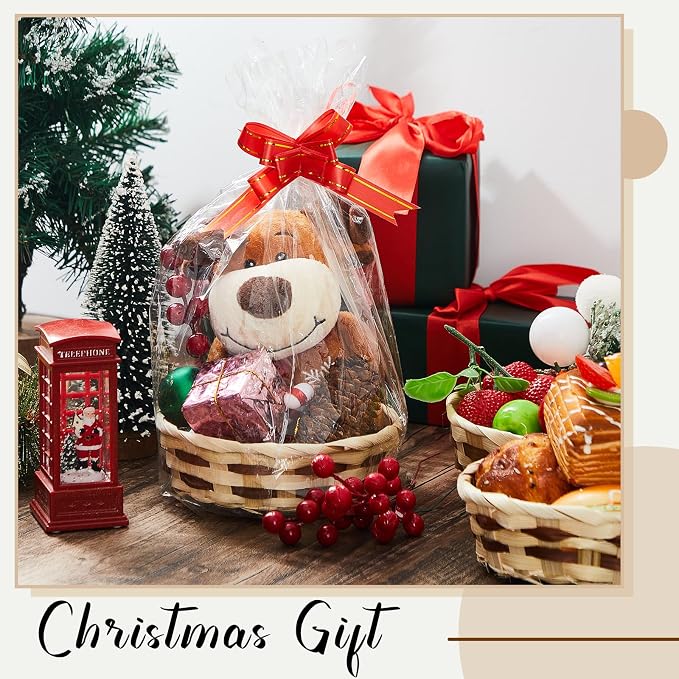 Sintuff 24 Pcs Small Woven Basket Round Bamboo Gift Baskets 6. 5 x 2 Inches - Image 5