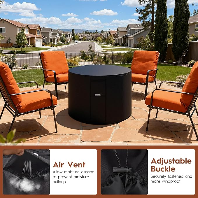 Fire Pit Cover Outdoor Round 32"D X 24"H Heavy-Duty Waterproof 600d Oxford - Image 7