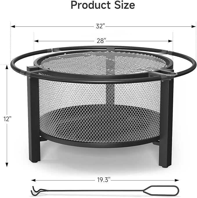 ONBRILL 2-in-1 32 Inch Fire Pit - Image 7