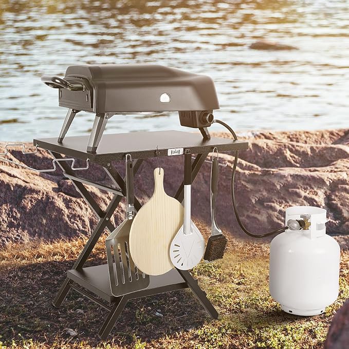 Folding Grill Table with Extra Storage Bottom Shelf, Indoor & Outdoor Prep - Image 8