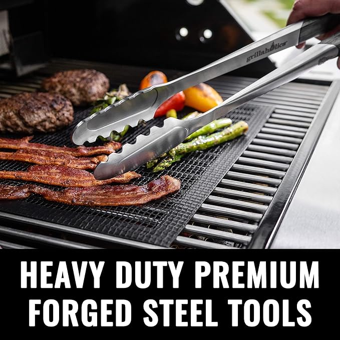 Barbecue Tool Set, 4-Piece Stainless Steel with Pakkawood Handles