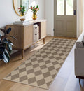 Easy Jute Checkered Runner Rug, 2x6 Brown Modern Washable Rugs Runner by Rugalia