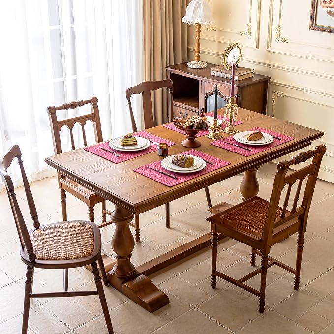 KXN Placemats Set of 8, Dual-Layer Thickened Faux Linen Table Mats, Heat - Image 2