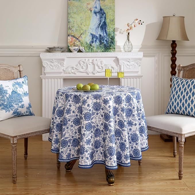 patdrea Designer Linen Blue Small Tablecloth - Image 2
