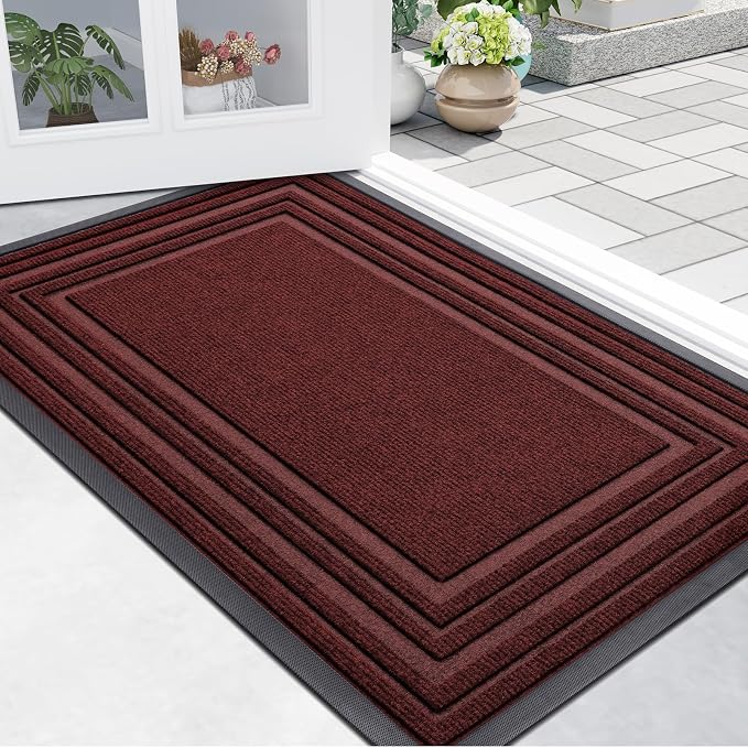 Buganda Front Door Mat Indoor Outdoor Entrance, Non-Slip Natural Rubber Doormats by Buganda