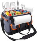 Large BBQ Grill Caddy with Paper Towel Holder, Foldable Insulated Picnic by Homyplaza