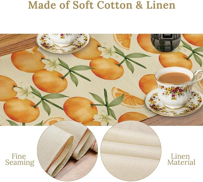 Orange Citrus Table Runner, Cute Spring Summer Fruit Themed Table Runner - Image 4