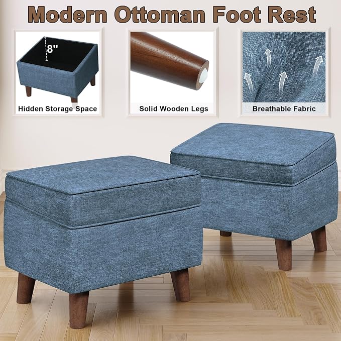 Foot Rest with Adjustable Cover, Storage Ottoman Dorm, Footstool and Sitting - Image 4