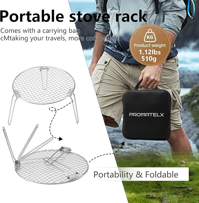 RROMATELX Small Folding Camping Grill，304 Stainless Stee Portable Camping - Image 5