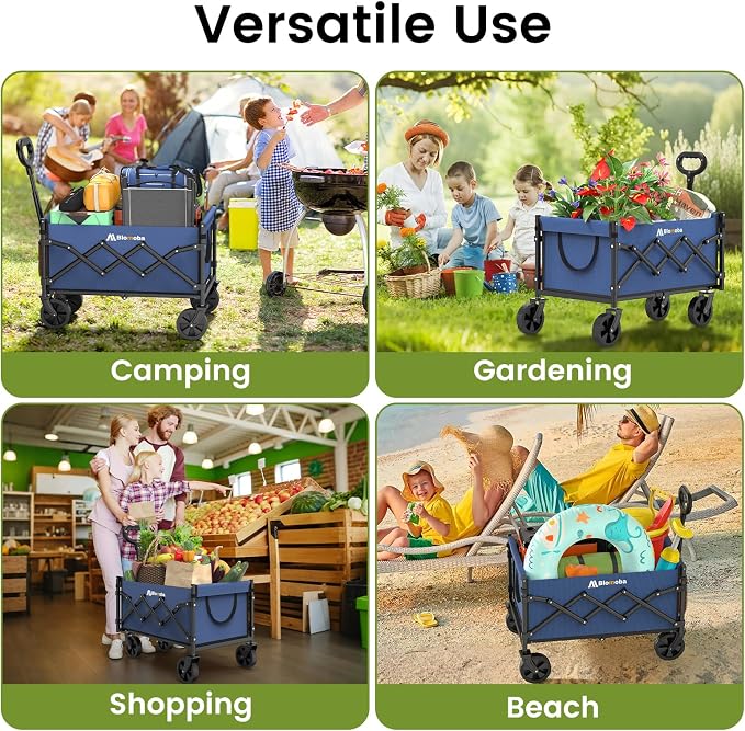 Collapsible Wagon with Wheels, 220 lbs Wagons Carts Foldable Wagon Cart with - Image 9