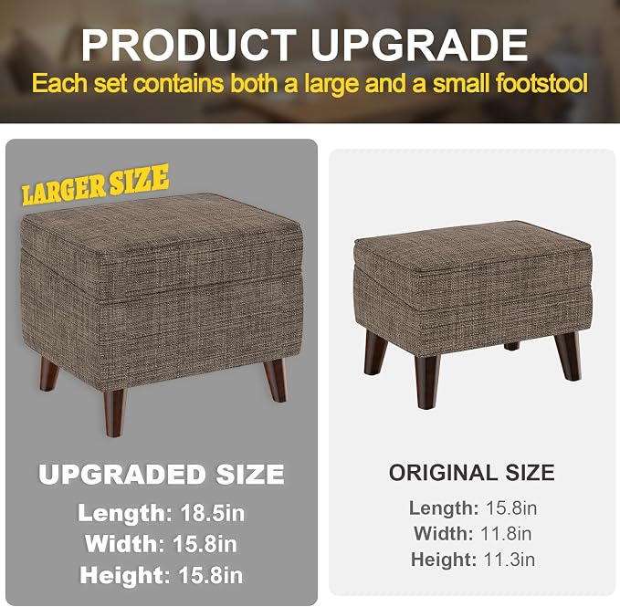 Foot Rests with Adjustable Cover, Storage Ottoman Dorm, Footstool and Sitting - Image 2